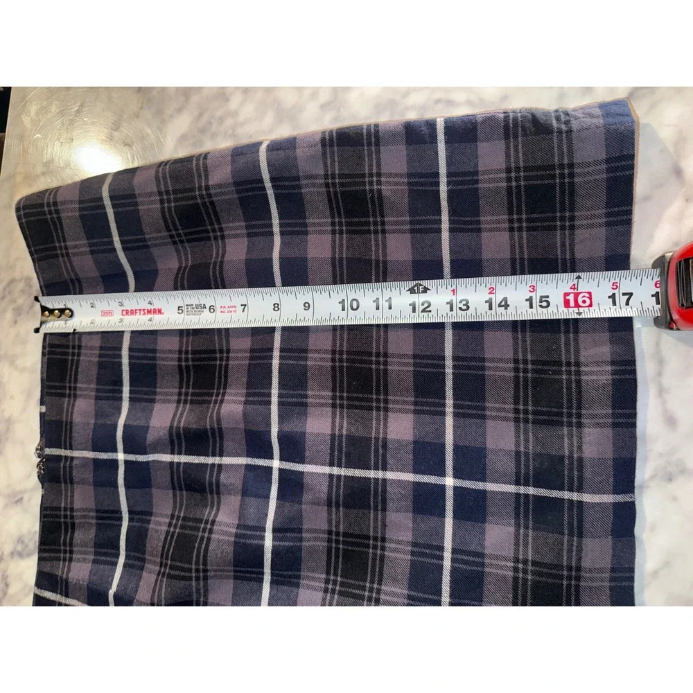 Tommy Hilfiger Women Plaid Mini Skirt Charcoal Gray White Blue‎ Size 10